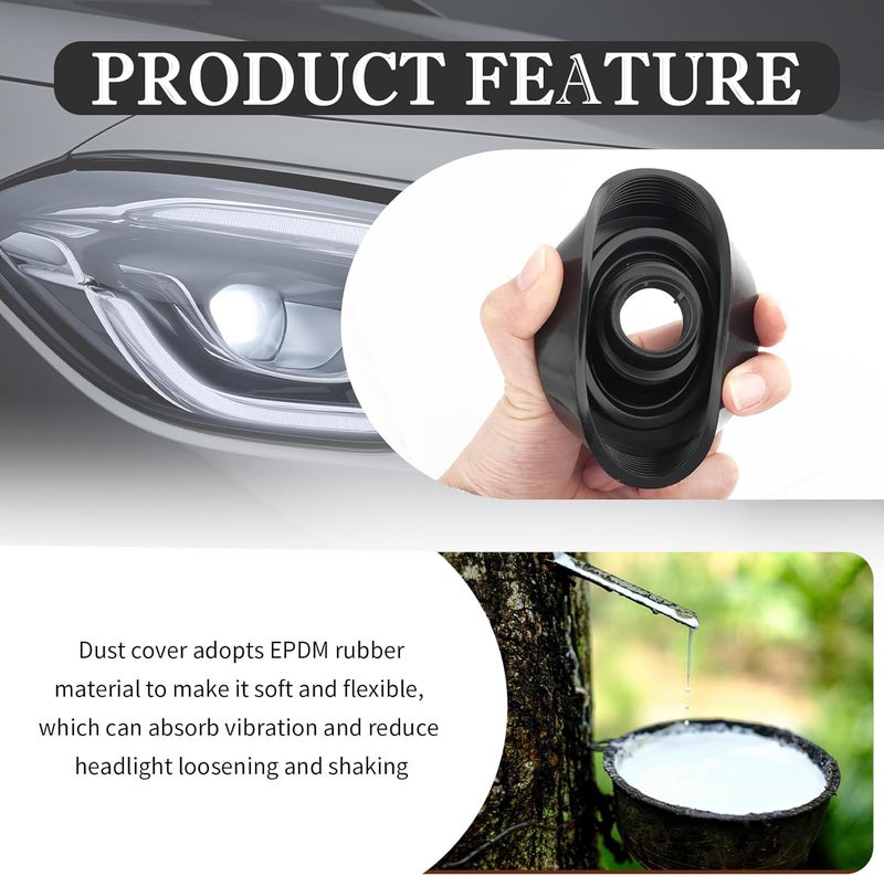 wedfish 2PCS Car Headlight Dust Cover for H4 Light Bulb,EPDM Rubber Dust Covers for Headlight Dust & Waterproof,Practical Car Accessories Car Headlight Dust Cap Fits Most Vehicles (3.35") - Image 4